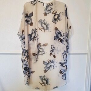 Minimi Shrug/Cover Chiffon Floral Flowy Open Women's One Size Beige